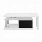 ZUN White and Black High Gloss Coffee Table with Swivel Top B062P209063