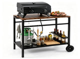 Stainless Steel Outdoor Grill Prep Table with Storage Cabinet Spice Rack & Tool Hooks, Rolling 30951117