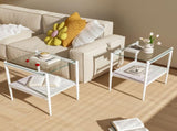 Set of 2 Rectangle End Table, Tempered Glass Tabletop with MDF layer, Modern Table for Living Room , W241P184247