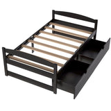 Twin size platform bed, with two drawers, espresso WF195910AAP