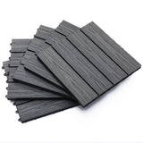 12" x 12" Interlocking Deck Tiles, Pack of 11 Outdoor Flooring Patio Tiles-Grey-AS 90447417