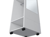 Armoire 63"H, with 3 Shelves, 1 Mirror, and 4 Wheels, White B097P250842