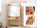 4-in-1 Kids Art Easel with Marble Run, Adjustable Height Double-Sided Drawing Easel with Paper Roll 01860714