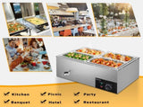 110V 600W 5L*4 Stainless Steel Four Plates Heating Food Warming Soup Pool Silver 89737780