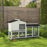 ZUN 62" Rabbit Hutch, Wooden Bunny Hutch, Guinea Pig Cage, Small Animal Enclosure with Run Area, 32469673