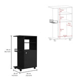 Clip Kitchen Cart, Single Door Cabinet, Four Casters -Black B07091839