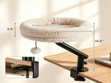 White ClampOn Desk Cat Bed Perch, 360&deg Rotatable Elevated Cat Bed with Removable Faux Fur Cover & 81780125