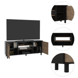 ZUN Cannon 3-Shelf 2-Door TV Stand Carbon Espresso B06280507