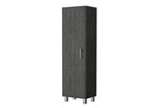 Smokey Oak 3 Broom Hangers Tall Storage Cabinet B062P175168