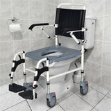 4-in-1 Multifunctional Commode Chair/ Shower/Wheelchair/Normal Chair, 4-Level Height Adjust 42944991