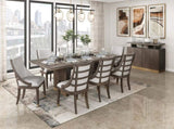 Modern Armchairs Set of 2 Brown Finish with Gold Tipping Upholstered Back Seat Wooden Dining B011P246317
