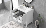 30" Bathroom Vanity with Sink, Multi-functional Bathroom Cabinet with Doors Drawers, Solid Frame WF308203AAK