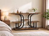 42.5" Narrow Console Table, 3-Tier Modern Entryway Table with Open Storage Shelves, Rustic Brown 35822430