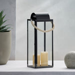 ZUN LARRY 22"H STAINLESS STEEL LANTERN 72177.00BLK