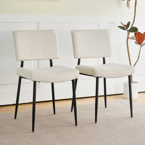 ZUN Modern Beige simple velvet dining Fabric Upholstered Chairs home bedroom stool back dressing W210132720