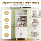 ON-TREND Farmhouse Storage with 4 Solid Wood Gourd-Shaped Legs, Modern Kitchen Pantry N721P205790K