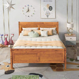 Full Size Wood Platform Bed with Headboard and Wooden Slat Support WF289141AAL