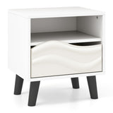 White bedside table with drawers and open shelves 43820483