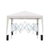 ZUN Outdoor 10x 10Ft Pop Up Gazebo Canopy Tent with 4pcs Weight sand bag,with Carry Bag-Beige 81036806