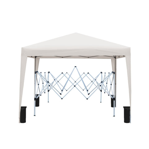 ZUN Outdoor 10x 10Ft Pop Up Gazebo Canopy Tent with 4pcs Weight sand bag,with Carry Bag-Beige 81036806