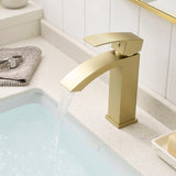 Brushed Gold Bathroom Faucet,Faucet for Bathroom Sink, Single Hole Bathroom Faucet Modern Single W1932P288150