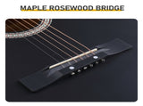 Matte Black 38-inch Round Acoustic Guitar with Picks, Strings, Capo, Case, Tuner, and Strap 86154448
