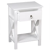 Nightstands Set of 2, Modern End Table Side Table with 1 Drawer and Storage Shelf, White 43509847