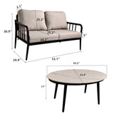 ZUN 2PC Outdoor Aluminum Patio Furniture, Modern Loveseat Sofa Conversation/Chat Set, Sunbrella Cushions W1886P175983