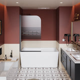 32.in W x 55.in H Shower Door Bathtub, 1/4 inch Thick Bohemian PatternTempered Glass Shower Door W3048P354730