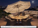 10 Ft Solar Powered Patio Umbrella with 24 LED Lights, Beige Outdoor Market Umbrella 10594383