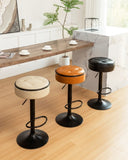 Round Storage Bar Stool Set of 2, Brown Faux Leather Height Adjustable Barstool, 360&degCounter Height W2200P152186