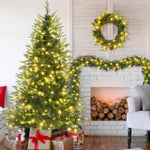 ZUN 6FT Pre-Lit Aspen Fir Artificial Christmas Tree with Wreath & Garland,Grass Green Xmas Tree with 380 21108822