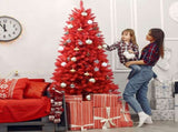 6FT Red Christmas Tree Pure Red PVC Tree with 804 Tips, Hinged Branches for Easy Setup, Stable 78490646