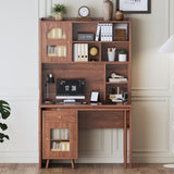 Computer Desk with 90 Degree Rotating Desktop, 43x70 Inch Office Desk with Storage Drawer and N733P279101D