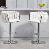 ZUN 360&deg; Fabric cover Swivel Bar Stools Set of 2, Adjustable Counter Height Bar Chairs with Woven Back & W2215P184992