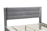 Luxury Contemporary Look 1pc Queen Size Bed w Storage Drawer Gray Corduroy Headboard Bedframe B011P238965