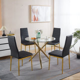 chair set of 4,GOLDEN COLOR LEG,BLACK SEAT W234P302679