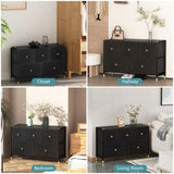 ZUN Drawer Dresser cabinet ,all Dresser with 5 PU Leather Front Drawers, Storage Tower with Fabric Bins, W679123933