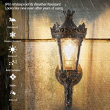 Vintage Outdoor Wall Lantern, Waterproof Exterior Wall Sconce with Crown Top and Clear Glass, W1340P209950