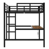 Metal Full Size Loft Bed with Power Outlet and LED Lighted, Space-Saving, Noise Reduced, Black W1580P251091