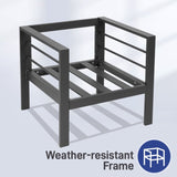 2pcs Single Sofa Grey Frame Dark Grey Cushion Aluminum Frame Sofa 36031504