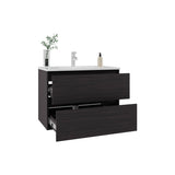 Bathroom Cabinet Opalo, with Two Shelves and Open Storage, Black B200P313690