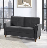 Gray Velvet Upholstery 1pc Comfort Loveseat Plush Seatbacks Tufted Detail Solid Wood Frame Modern B011P204913