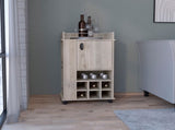 Bar Cart with 6 Built-in Wine Rack and Casters, Light Gray B097120590