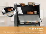 5-Tier Rolling Microwave Stand Flip Dust-Proof Doors 4 Casters with Brakes Kitchen Storage Rack 85133161