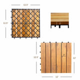 27 multifunctional outdoor floor tiles, 12" x 12" albizia wood interlocking terrace tiles 85585737