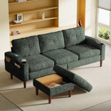 Convertible Combination Sofa Sofa L-Shaped Sofa with Footstools with Storage, Green Sofa for Living W2012P318978