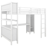 Metal Loft Bed with Wardrobe And L-shaped Desk, Full Size Loft Bed with Storage Cubes and Shelves, 73922889