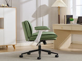 Cross Legged with Flip-Up Armrests Leather, Cross Legged Office on Wheels, Comfy Swivel 93199190