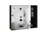 Medicine Single Door Cabinet 19" H With Mirror, Five Interior Shelves, Black B097132884
